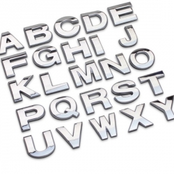Bogstaver - selvklbende stickers, chrom METAL